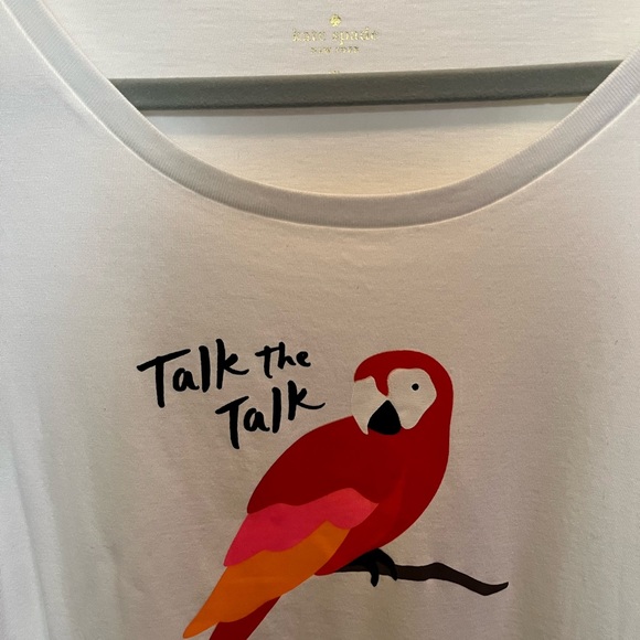 🟡KATE SPADE BROOME STREET PRE-LOVED AUTHENTIC WHITE & RED PARROT COTTON TSHIRT - Picture 16 of 17
